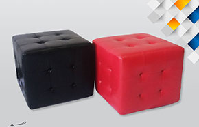 Puff Cuadrado Negro / Rojo